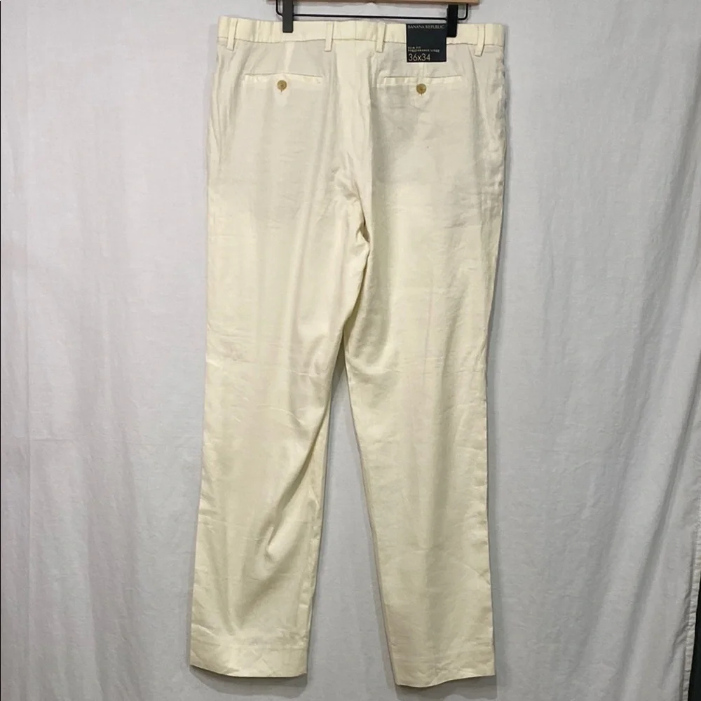 NWT Banana Republic Men's Size 36x34 Slim Fit Performance Linen- Cream